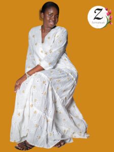 Robe Longue Brodée Cotton Dakar