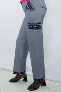 Pantalon Cargot – Jean et wax bleu dakar