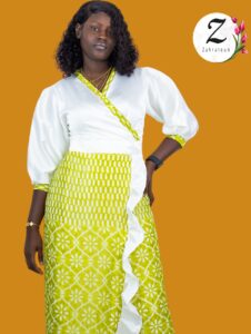 Robe portefeuille – soie brocard – Dakar