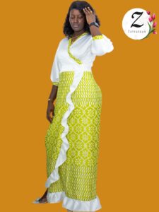Robe portefeuille – soie brocard – Dakar
