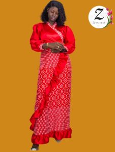 Robe portefeuille – soie brocard – Dakar