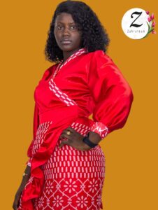 Robe portefeuille – soie brocard – Dakar