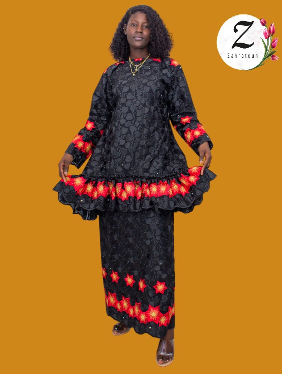 Ensemble Haut et Pagne brodée Dakar