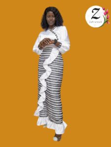 Robe portefeuille – soie brocard – Dakar