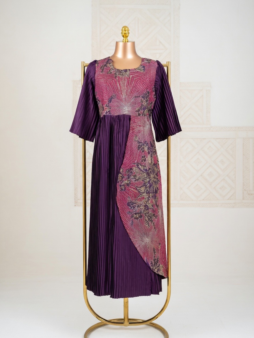 Robe enfant plissée et brocart Aminata