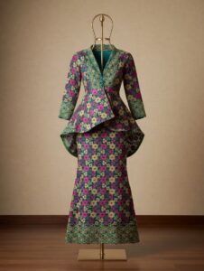 Taille basse jupur brodé vert