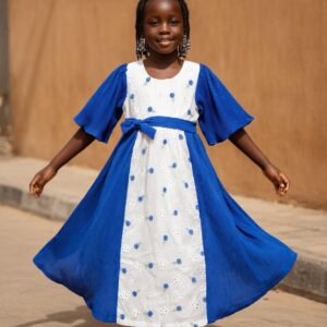 Robe à fleur dentelle bleu et blanc