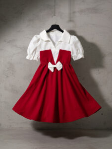 Robe rouge et blanche fille 4 à 6 ans
