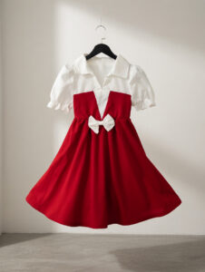Robe rouge et blanche fille 4 à 6 ans