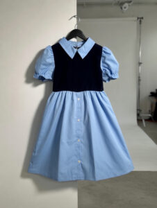 Robe chemise bleu ciel et bleu marine