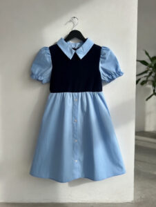 Robe chemise bleu ciel et bleu marine