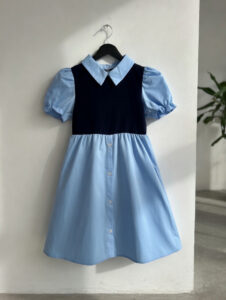 Robe chemise bleu ciel et bleu marine