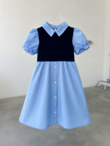 Robe chemise bleu ciel et bleu marine