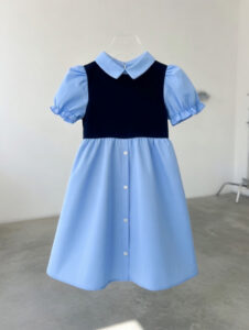 Robe chemise bleu ciel et bleu marine