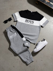 Ensemble garçon BOYS gris noir et blanc