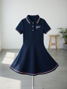 Robe polo bleu marine Love fille 4 à 6 ans