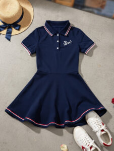 Robe polo bleu marine Love fille 4 à 6 ans