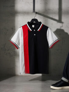 Polo tricolore enfant noir blanc rouge