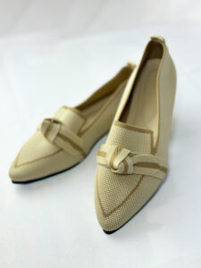 Ballerines beige doré à nœud