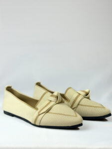 Ballerines beige doré à nœud