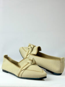 Ballerines beige doré à nœud