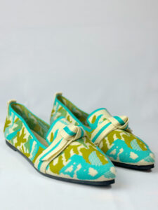 Mocassins imprimés vert et turquoise