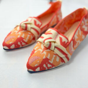 Mocassins imprimés orange et beige