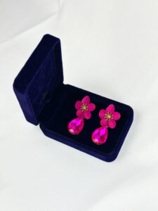 Boucles d’oreilles florales roses
