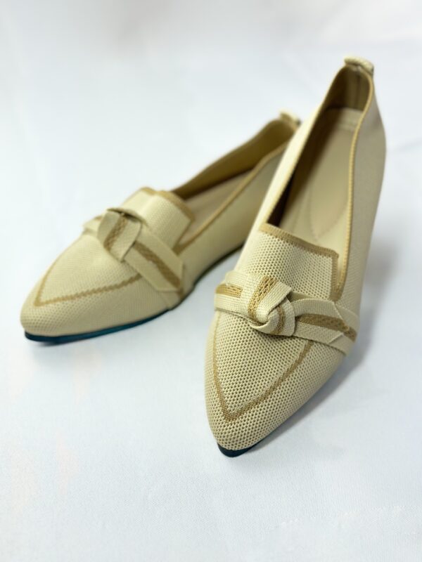 Ballerines beige doré pour femme avec nœud décoratif