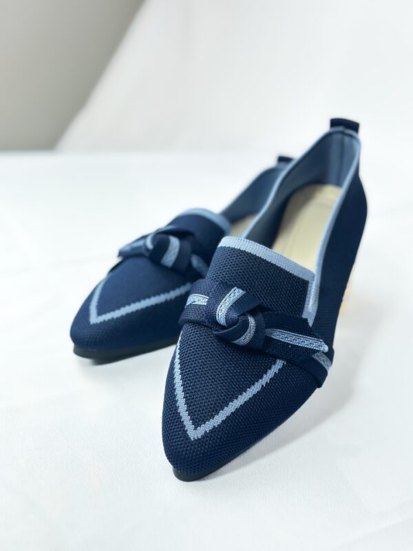 Ballerines bleu marine pour femme avec nœud décoratif