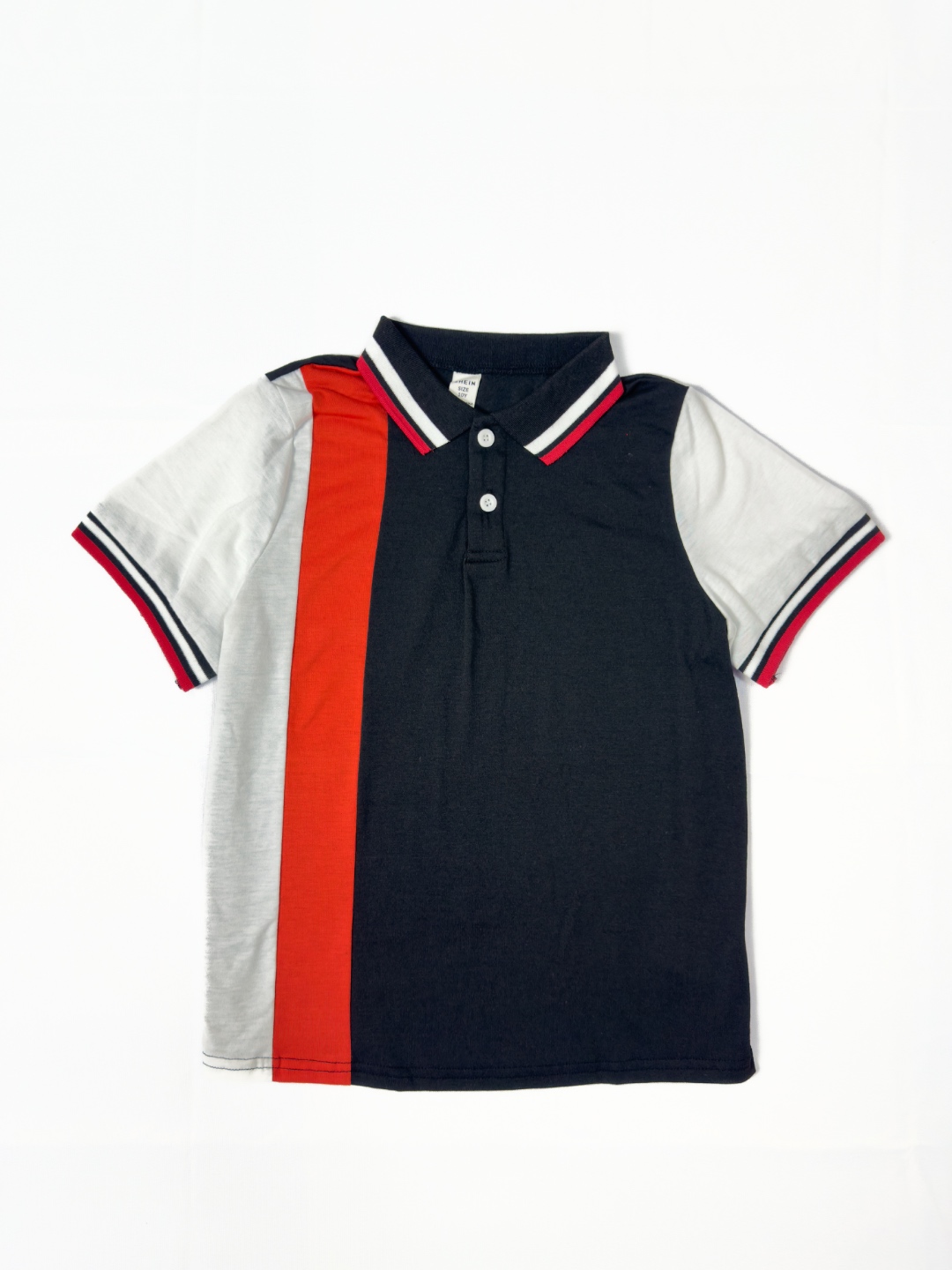 Polo tricolore enfant noir, blanc et rouge