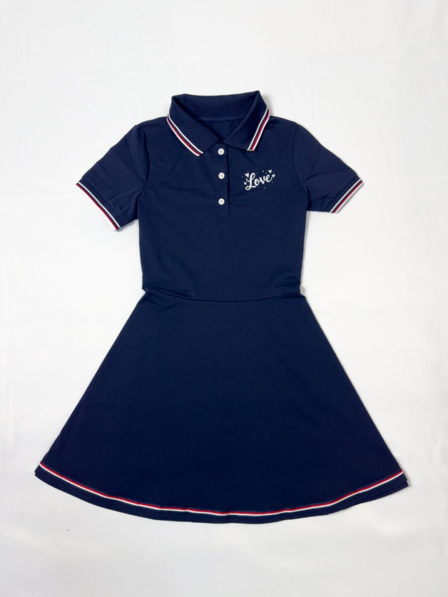 Robe polo bleu marine Love fille 4 à 6 ans