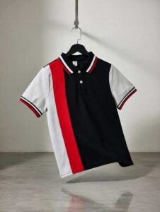 Polo tricolore enfant noir blanc rouge