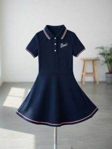 Robe polo bleu marine Love fille 4 à 6 ans