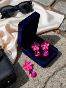 Boucles d’oreilles florales roses