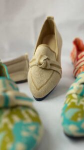 Ballerines beige doré à nœud